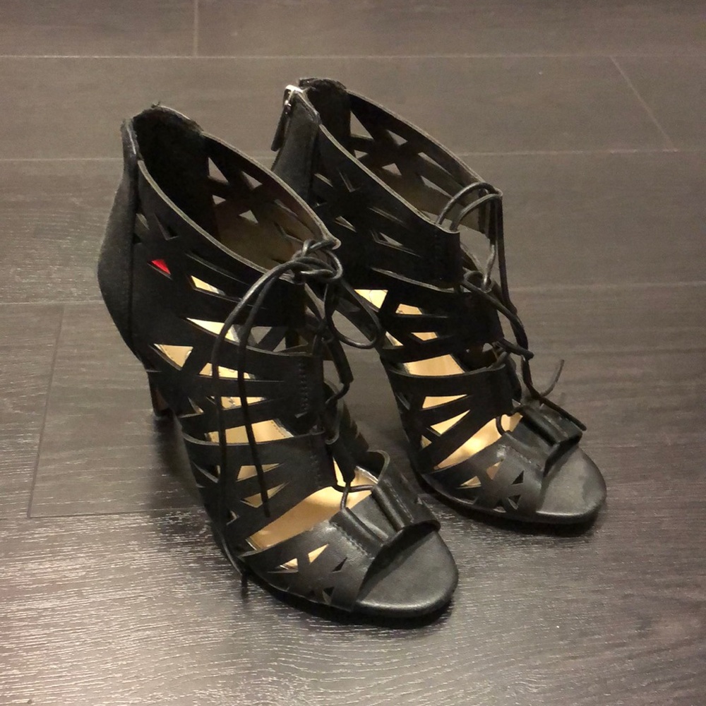 Black strappy heels